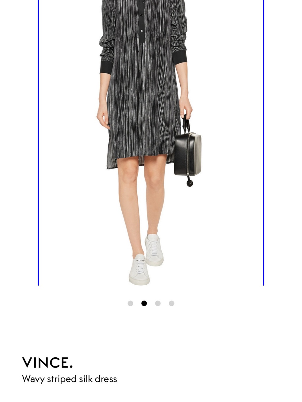 Vince Black and White Wavy-Striped Silk Shirt Dress